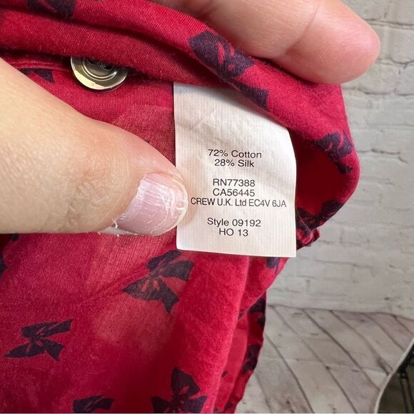 J Crew Boy popover in bows size 0 silk blend - Picture 8 of 10